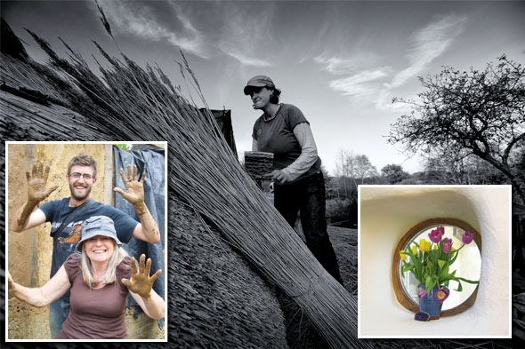 Kate gets the thatch just right; Windows can be any shape you like; Bonding over the cob