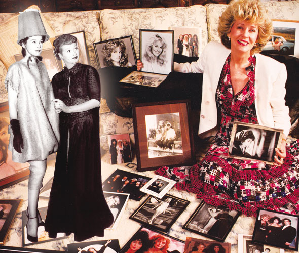Georgia with comedian and actress Lucille Ball and Georgia displays some of her family photographs