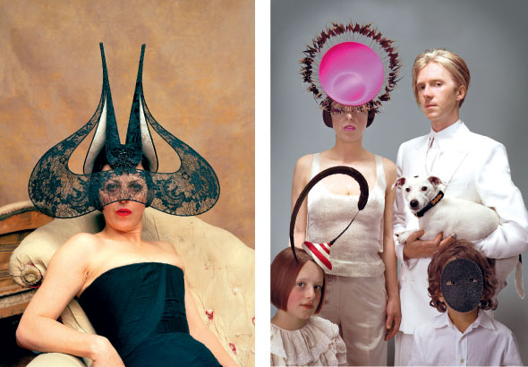 Left: Isabella Blow, 2002, by Diego Uchitel Right: Isabella Blow and Philip Treacy, taken in 2003 for Vanity Fair by Donald McPherson