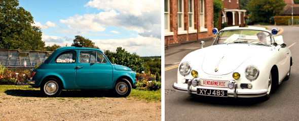 Well-loved vintage runabouts. From left: the Fiat 500, launched in 1957; the Porsche 356A, first produced in 1948