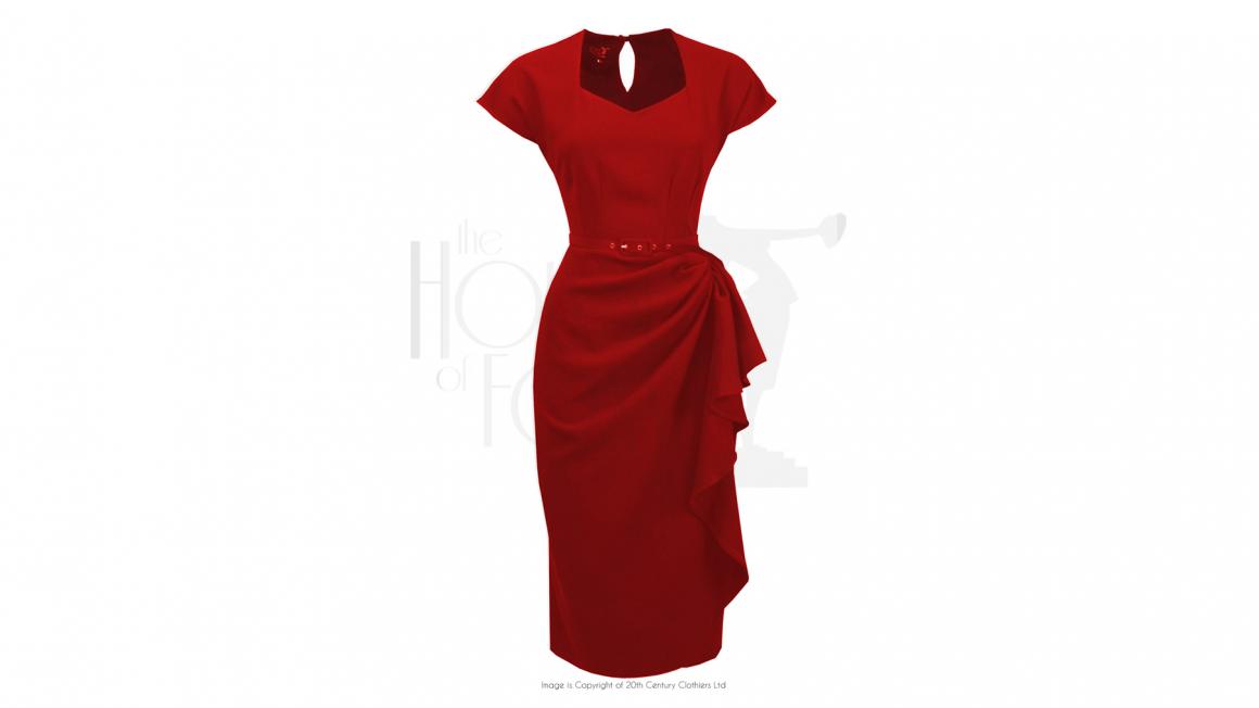 strapless open back dress Tiana Tie Front Knitted Dress-Merida Red
