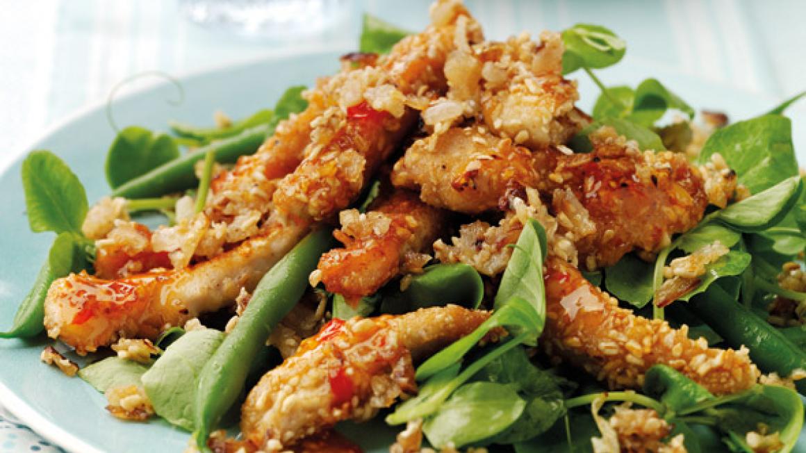 Dish of the week Warm sweet chilli chicken salad with onion oatmeal